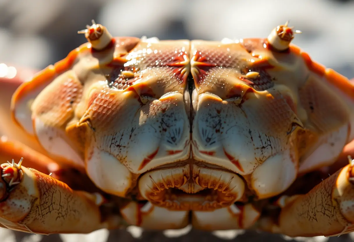 Coquille d'un crabe avec ses motifs protecteurs
